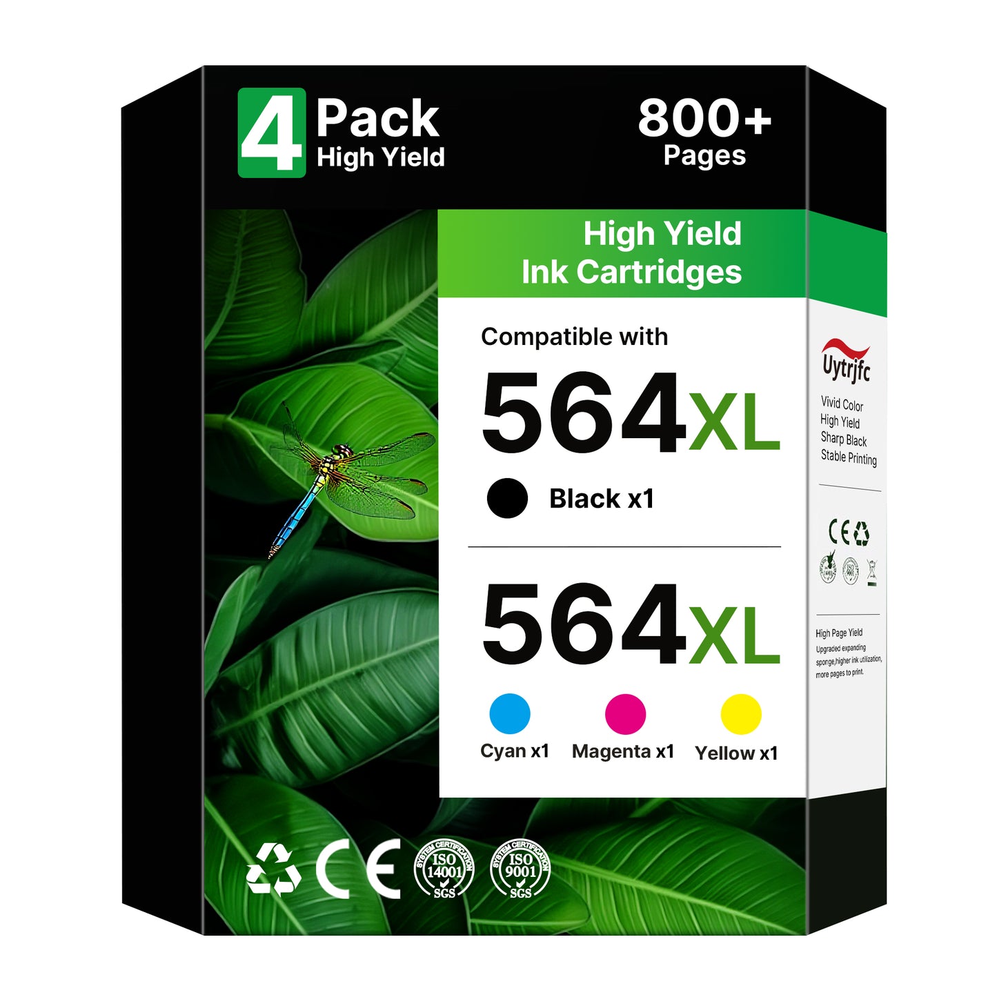564XL Ink Cartridges Compatible Replacement for HP 564XL 564 XL Combo Pack to use with DeskJet 3520 3522 Photosmart 7520 6520 5520 7525 5514 7510 OfficeJet 4620 ( Black, Cyan, Magenta, Yellow )